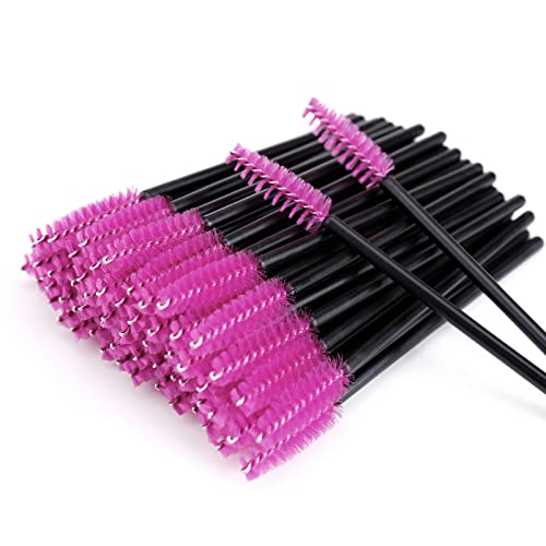 MSQ 50 Disposable Eyelash Brushes Disposable Mascara Wands Eyebrow Spoolie Brushes Applicator Cosmetic Makeup Tools (Black)