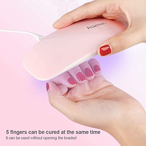 Aokitec 12W Mini Gel Nail Lamp,Portable LED Nail Lamp Mouse Shape Pocket Size UV Nail Dryer with USB for All Gel Nail Polishes,Nail Light with 2