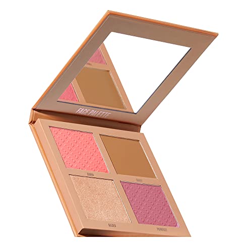 BEAUTY BAY First Light Face Palette All In One - 4 Shade Highlighter, Bronzer & Blush Powder Face Palette - Blendable, Buildable Makeup For Custo