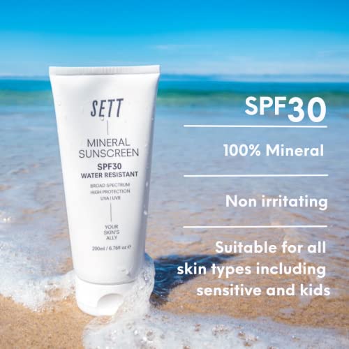 SETT SPF30 Reef Safe 100% Mineral Sunscreen 200ml.