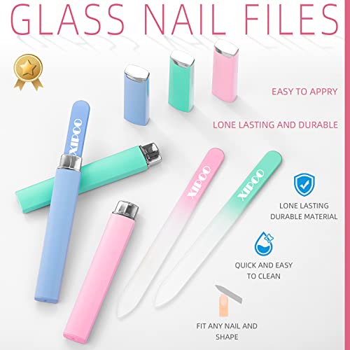Nail File Glass Nail File 3 Pack Premium Glass Nail File with Case Crystal Nail File Professional Salon Manicure Tool for Natural Nails