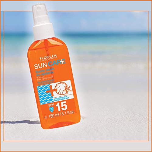 FLOSLEK Dry Oil Tanning Spray SPF 15 | 150 ml | Medium Protection & Care of the Skin Exposed to Direct Solar Exposure | Intended for People of Al