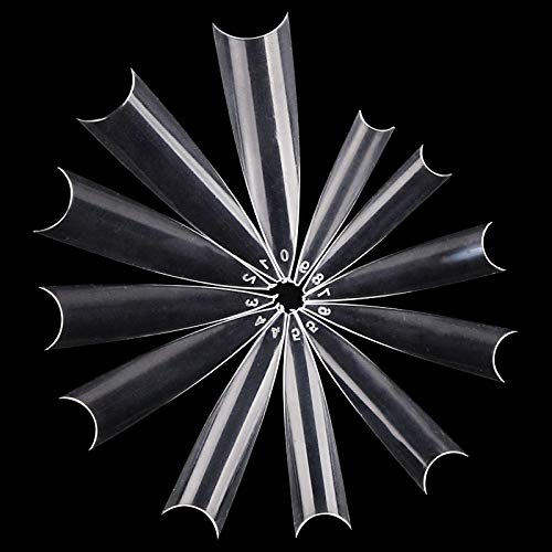 600 Pieces Extra Long XXL Stiletto Straight Pointed False Nail Tips Nail Extensions CLEAR Half Cover Acrylic False Nails Tips- Professional Salon