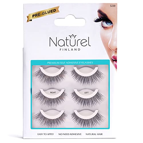 False Eyelashes Natural Self Adhesive - Pre Glued Lashes Multipack - Fake Eye Lashes