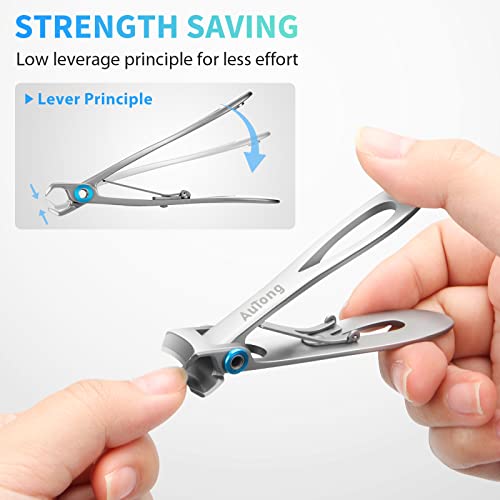 Large Nail Clippers Set for Thick Nails - 16.5mm Wide Jaw Opening Toenail Cutter with Nail File - Heavy Duty Stainless Steel Fingernail Clipper f