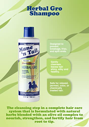 Mane ‘n Tail Herbal Gro Shampoo 355 ml (Pack of 1) – Olive Oil Complex – Natural Herbs – Prevents Breakage, Frizz, and Split ends, Safe for treat