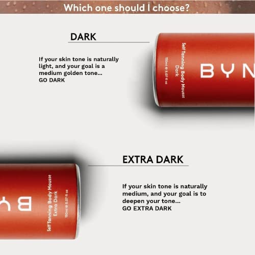 Byneta Self Tanning Body Mousse - Extra Dark | Immediate skin bronzing - Long lasting tan develops within 3-4 hours, Firms up the skin, Lasts 4-5