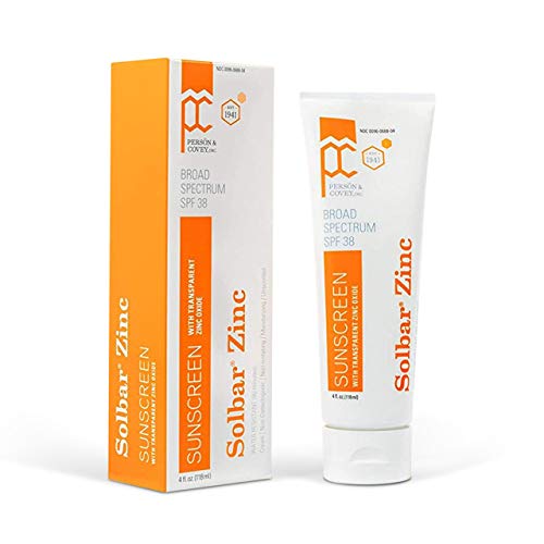 Solbar Sunscreen Zinc with Zinc Oxide Spf 38 Unscented Transparent Cream 4 oz