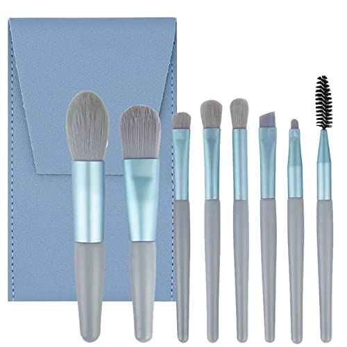 Professional Makeup Brushes Set Mini Makeup Brushes 8Pcs Portable Make up Set Premium Makeup Brushes Kits with PU Leather Bag Foundation Powder C
