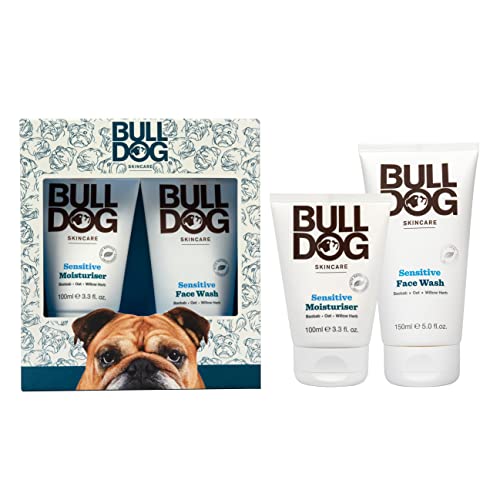 Bulldog Skincare - Sensitive Skincare Duo, Gift Set for Men (x1 Sensitive Moisturiser 100 ml, x1 Sensitive Face Wash 150 ml)