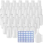 MUKLEI 40 PCS 30 ml Clear Plastic Spray Bottles, Empty Fine Mist Bottles with Funnels and Labels, Travel Size Atomiser Bottle Refillable Containe