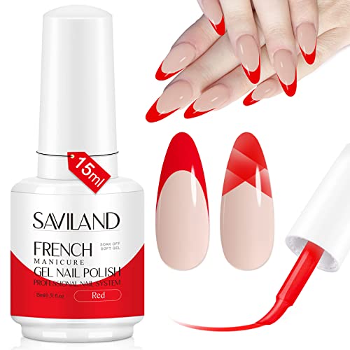 Saviland French White Gel Nail Polish -10ml Upgrade U V/LED Soak Off Gel Nail Polish Manicure for Professional, Salon & Home Use, Long Lasting, E