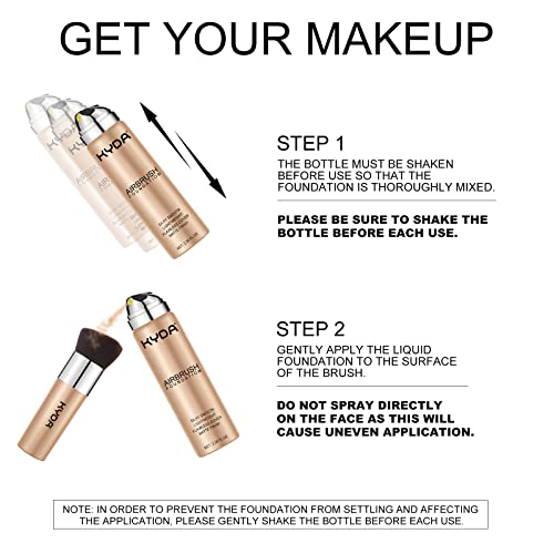 KYDA AirBrush Foundation Spray, Silky Foundation Makeup, High Coverage Smooth Creamy Finish, Lasting Lightweight Breathable, Moisturizing Makeup