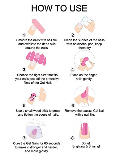 Kalolary Gel Nail Polish Strips, Semi Cured Nail Gel Art Sticker Waterproof Full Nail Wraps Decal Sets with Nail File and Stick for Women Girls N