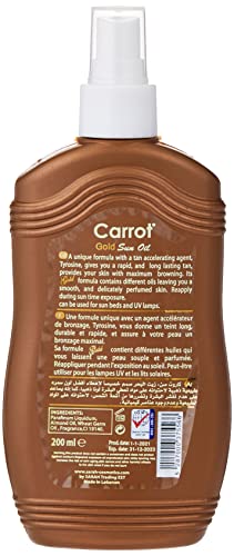 Carrot Sun® Gold Tan Accelerator Spray Oil with Almond Oil & L-Tyrosine for a GOLDEN tan-FAST! 200ml