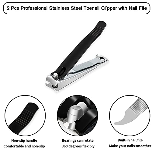 Ithyes Nail Clippers Nail Cutter Set Toenail Fingernail Clippers Kit for Thick Nails Stainless Steel Sharp Sturdy Trimmer for Men & Women, Set of