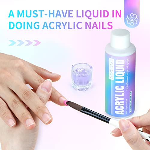 Saviland 120ml Monomer for Acrylic Nails – Acrylic Liquid Monomer for Acrylic Powder Non-Yellowing MMA-Free Formula Acrylic Monomer Liquid for Ac