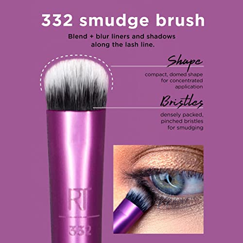 REAL TECHNIQUES Everyday Eye Essentials Eyeshadow Brush Set, No Colour, 8 Count (Pack of 1)