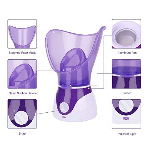 Facial Steamer,VOUM Face Steamer for Facial Deep Cleaning Home Facial Sauna Spa Sinuses Humidifier Atomizer Warm Mist Unclogs Pores Unisex (Purpl