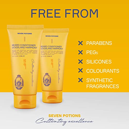 Seven Potions Beard Conditioner for Men – Prevents Beard Itch and Dandruff – Natural, Vegan, Cruelty Free – (Woodland Harmony, 100ml)