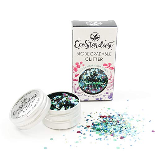 EcoStardust Peacock Biodegradable Glitter ✶ Festival Bioglitter Cosmetic Face Body Hair Nails 6g/10ml
