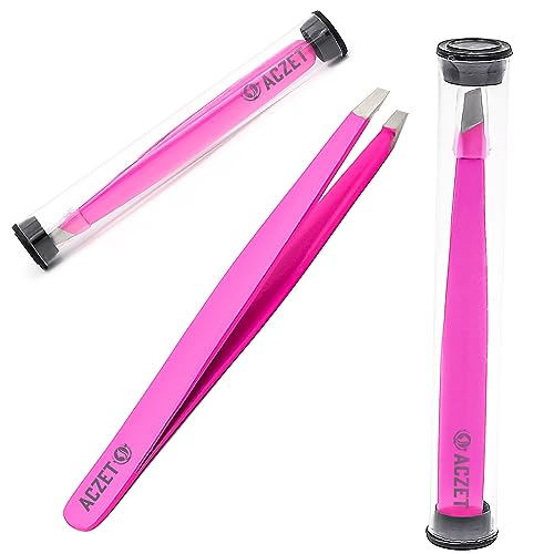 Eyebrow Tweezers, Professional Stainless Steel Precision Tweezers for Eyebrows Plucking, Ingrown Hair Remover (Black)