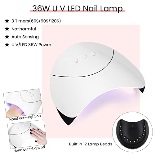 Poly Nail Gel Kit, Phoenixy 8 Pcs Poly Nail Extension Gel Set with Nail Lamp, Gloss Matte Top Coat, Nail Extension Gel Set for Beginners DIY Nail