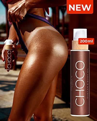 COCOSOLIS CHOCO tanning accelerator - organic oil with vitamin E & chocolate scent for a quick, intensive tan - tanning enhancer for a deep tan -