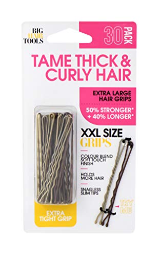 Big Hair Tools XXL Size Hair Grips, Light, Blonde & Brown, Pack of 30