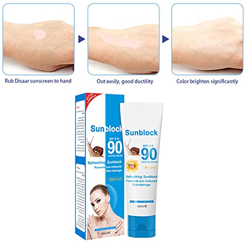 Sunscreen Cream SPF90PA++,Protection Face Cream Disaar Sunblock 90++ Protective Cream Pigmentation 100g (Sunscreen)