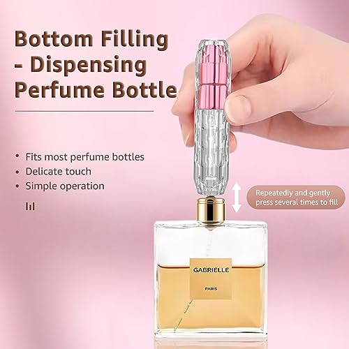 HONZUEN 5ML Perfume Atomiser 5 Pack Mini Refillable Perfume Bottles Underfill Empty Travel Bottle Fine Mist Sprayer Portable Eau Atomizer for Poc