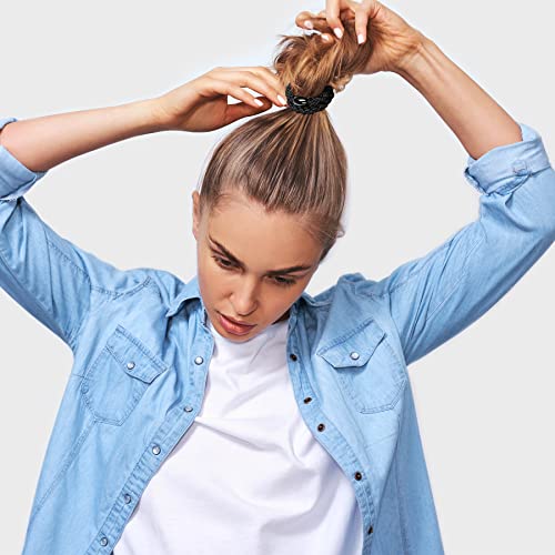 GYGYL 8Pcs Black Hair Ties for Women Girls, Elastics Hair Bands Ponytail Holders for Thick Hair, No Damage No Crease Hair Elastics