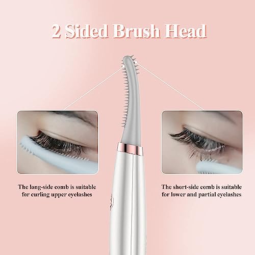 Heated Eyelash Curler, TOUCHBeauty Electric Eyelash Curler USB Rechargeable Eyelash Curler with 3 Temperature Settings Silicone Comb Lash Curler