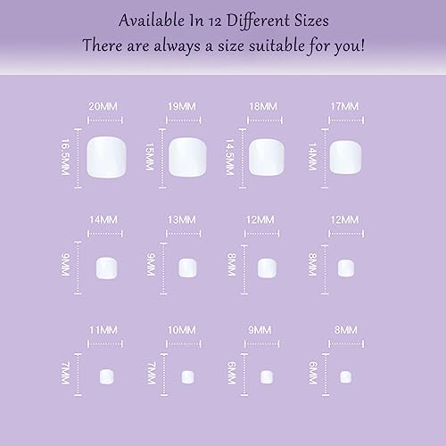 French False Toenails Short - Acrylic Press on Toe Nails - Pink Stick on Toenails with Glue - Full Cover Toe Nail Tips for Women Girls Nail Art