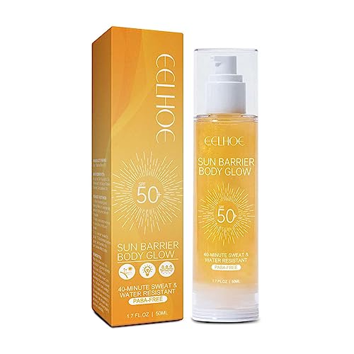 Sun Shield Body Glow SPF 50, 2023 New Sun Barrier Body Oil, Gold Glitter Sunscreen, SPF 50 UV Protection Sheer Sunscreen, Sweat and Water Resista