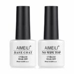AIMEILI 2 x 10ml Base and Top Coat Soak Off UV LED Gel Nail Polish Nail Art Set Gel Polish Varnish Manicure