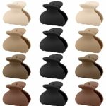 Kavya Small Hair Clips Women, Hair Clips Claw Non-Slip Matte Hair Clip For Girls Kids Mini Small Claw Clips For Fine Thick Thin Hair 12 Pcs (Brau