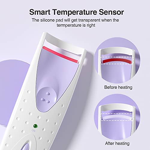 TOUCHBeauty Electric Eyelash Curler, Heated Eyelash Curler with Smart Silicone Heating Pads AG-2003B (Purple)