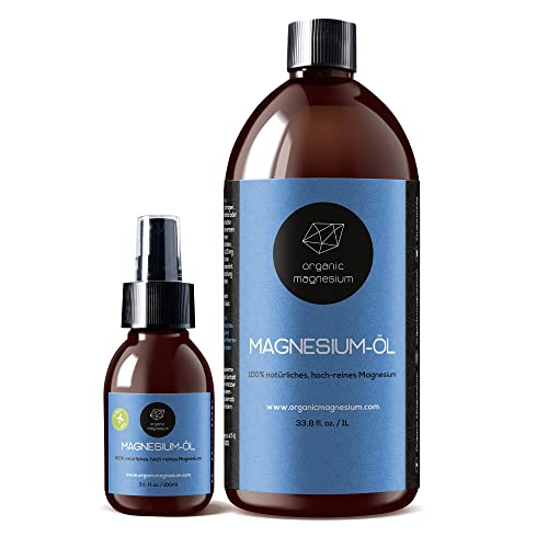 Organic Magnesium Zechstein Oil Spray - 1000ml + 100ml | 100% Natural Ultra Pure Magnesium Oil from Organic Magnesium | Perfect for Sports & Musc
