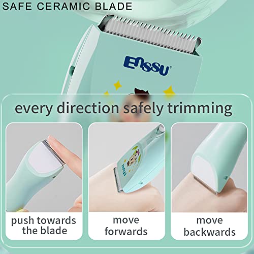 ENSSU Electronic Baby Hair Clipper, Waterproof Kids Quiet Hair Trimmer with 2 Guide Combs, Cordless Children's Hair Trimmer with Safe Ceramic Bla