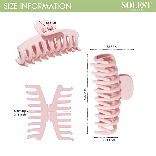 Solest London Hair Claw Clips - Pack of 6 Claw Clip for Women and Girls - 6 Trendy Coloured Claw Clip - 4.3 inch - Hair Claw Clips for all Hair w