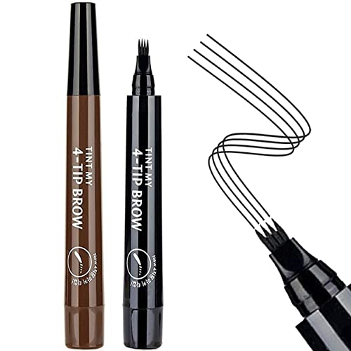 Eyebrow Pen,Eyebrow Pencil,Long-Lasting Eyebrow Tint,Brow Eye Brown Pencil with Fork Tip,Eyebrow Pencil Dark Brown,Brow Tint,Waterproof Eyebrow P