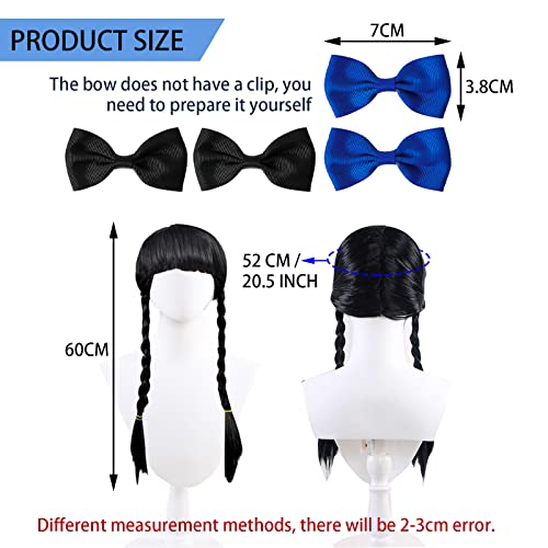 BDSHUNBF Wig for Wednesday Addams, Dress Up for Kids Girls Adults Family Cosplay, Birthday, Hallween, Christmas, Accessory Party Decoration Gift