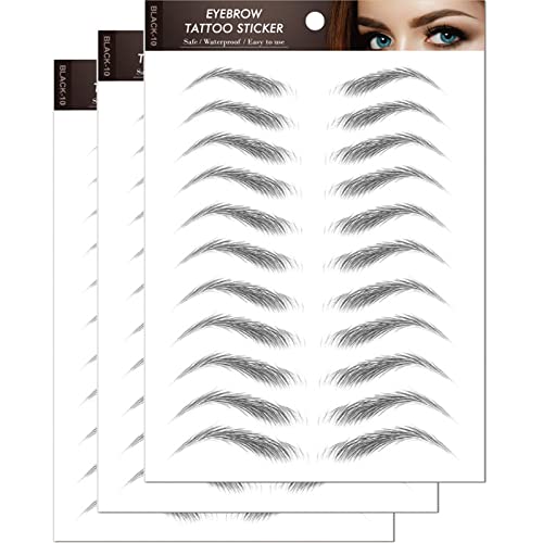 Eyebrow Tattoo Peel Off, 30 Pairs Stick on Eyebrows Stickers, Hair-Like Realistic Waterproof Transfers Fake Eyebrow Shaping Tattoo Longer Lasting