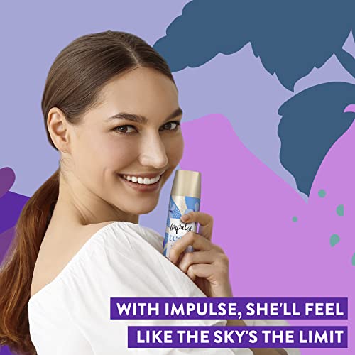 Impulse Sky Is The Limit Body Spray Fragrance & On-The-Go with a Purple Iridescent Makeup Bag and Card Holder Set for Her 2 Piece