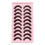 KGIOYNA Fake Lashes,False Eyelashes,Russian Strip Lashes,Natural Faux Lashes,Fake Eyelashes 10 Pairs Pack (KG04-11MM, Black)