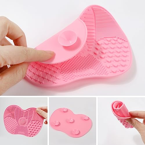 EDMIRE Makeup Brush Cleaner Silicon Pad Scrubber with Suction Cups, Make up Brush Cleaning Mat – Cleans everything from Eyeshadows, Foundations t