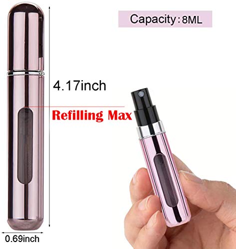 Perfume Atomizer Refillable, 8 ml Refillable Atomiser Perfume Spray Bottle Mini Underfill Empty Travel Bottle Clear Visual Container Bottle Set o