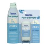 Coppertone Pure and Simple Zinc Oxide Mineral Sunscreen Spray + Stick Sunscreen SPF 50, Broad Spectrum SPF 50 Sunscreen Pack (5 Oz Spray + 0.49 O