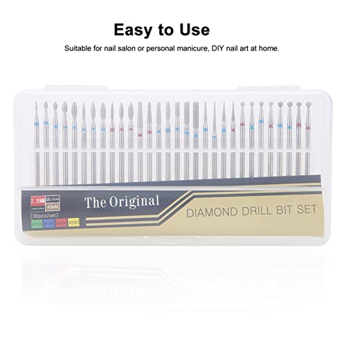 Cuticle Drill Bit, Serlium 30Pcs Professional Carbide Nail Drill Bits with Transparent Storage box for Nail Files Manicure Tools Manicure Pedicur